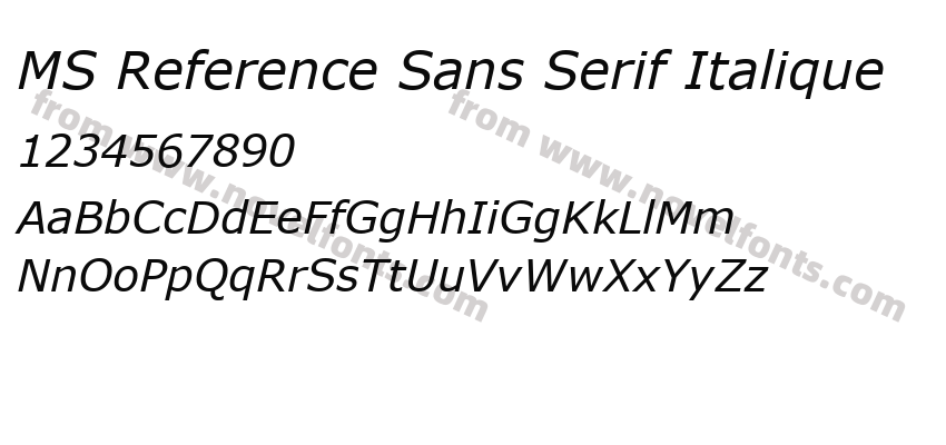 MS Reference Sans Serif ItaliquePreview