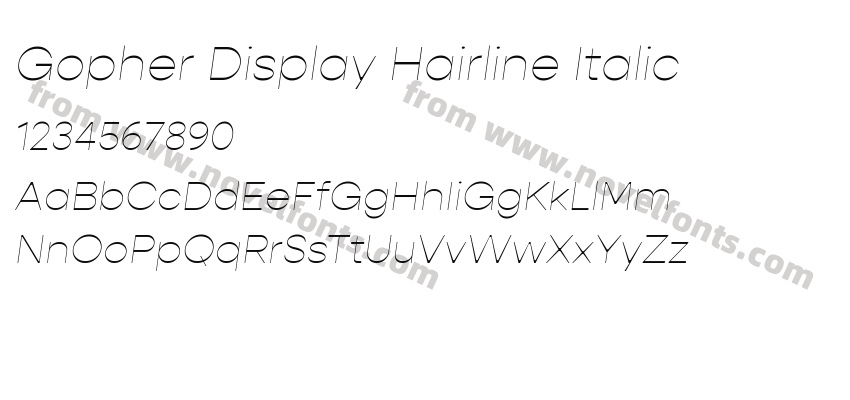 Gopher Display Hairline ItalicPreview
