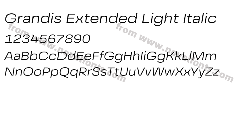 Grandis Extended Light ItalicPreview