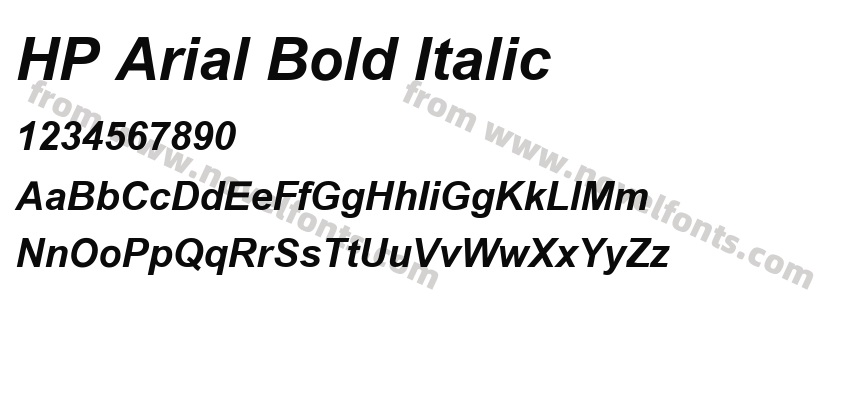 HP Arial Bold ItalicPreview