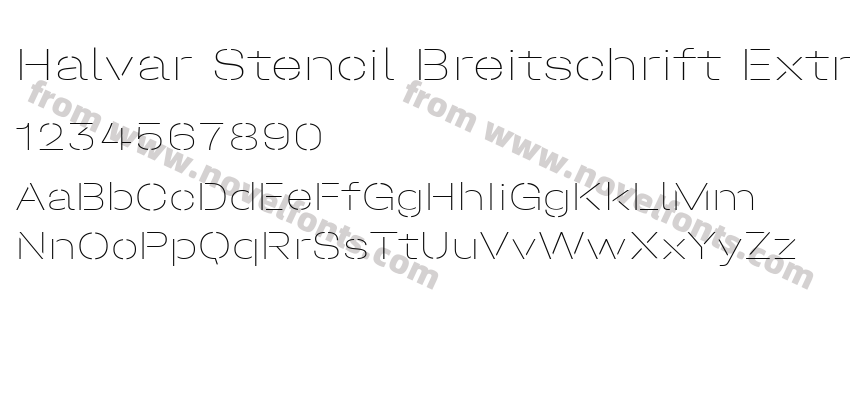 Halvar Stencil Breitschrift Extra Thin Mid GapPreview