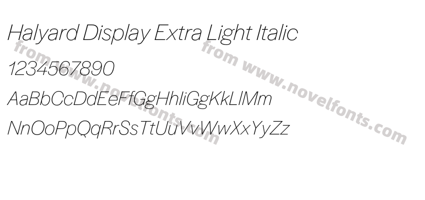Halyard Display Extra Light ItalicPreview
