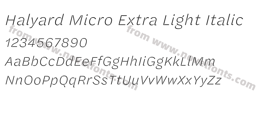 Halyard Micro Extra Light ItalicPreview