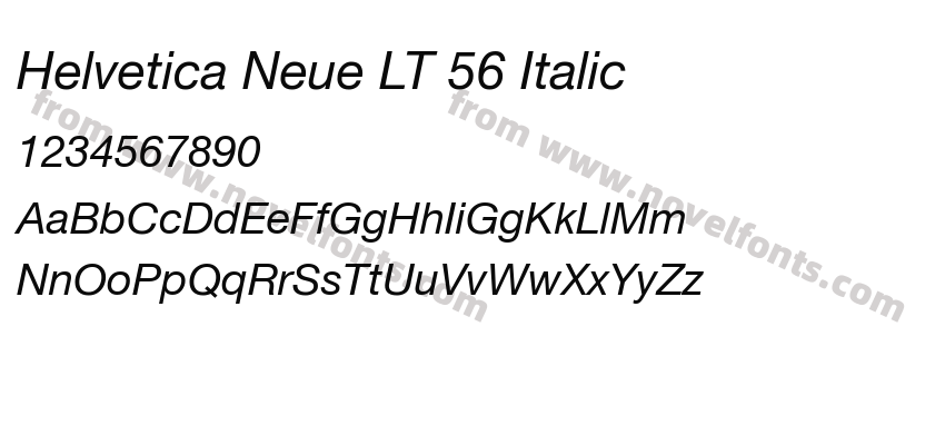 Helvetica Neue LT 56 ItalicPreview
