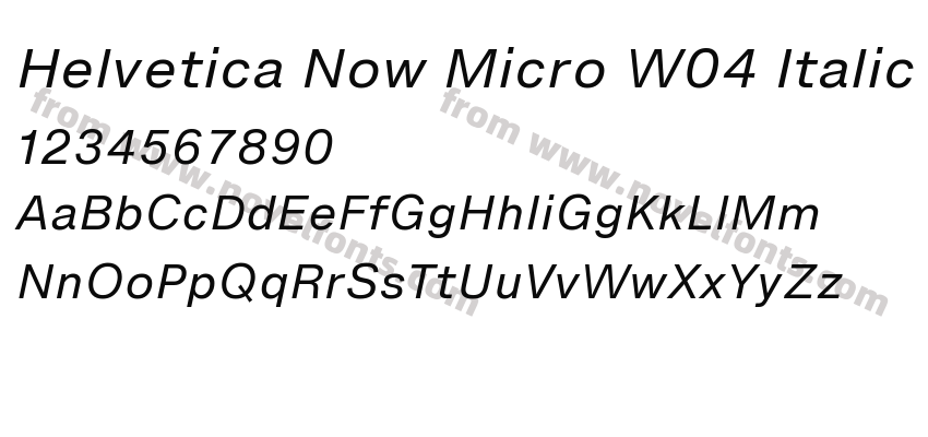 Helvetica Now Micro W04 ItalicPreview