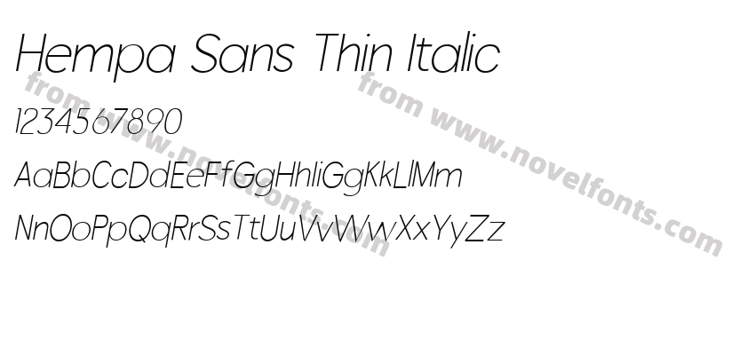 Hempa Sans Thin ItalicPreview