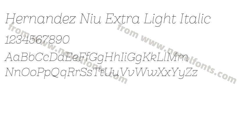 Hernandez Niu Extra Light ItalicPreview