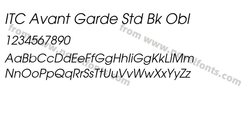 ITC Avant Garde Std Bk OblPreview