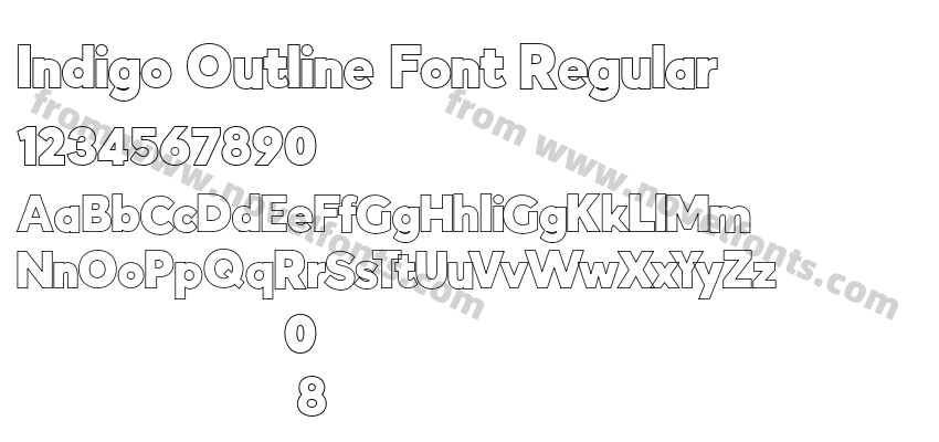 Indigo Outline Font RegularPreview