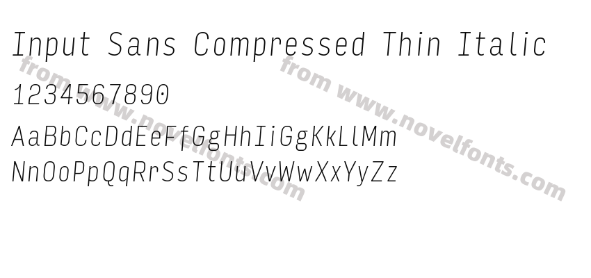 Input Sans Compressed Thin ItalicPreview