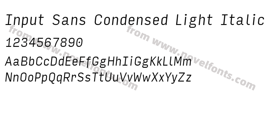 Input Sans Condensed Light ItalicPreview