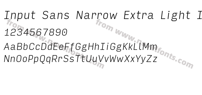 Input Sans Narrow Extra Light ItalicPreview