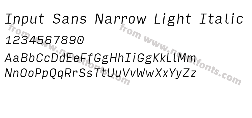 Input Sans Narrow Light ItalicPreview
