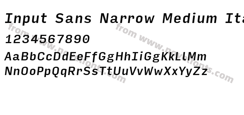 Input Sans Narrow Medium ItalicPreview