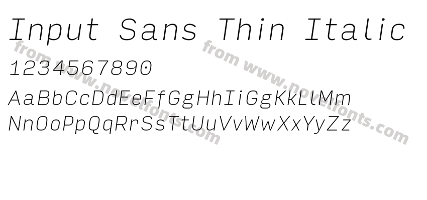 Input Sans Thin ItalicPreview