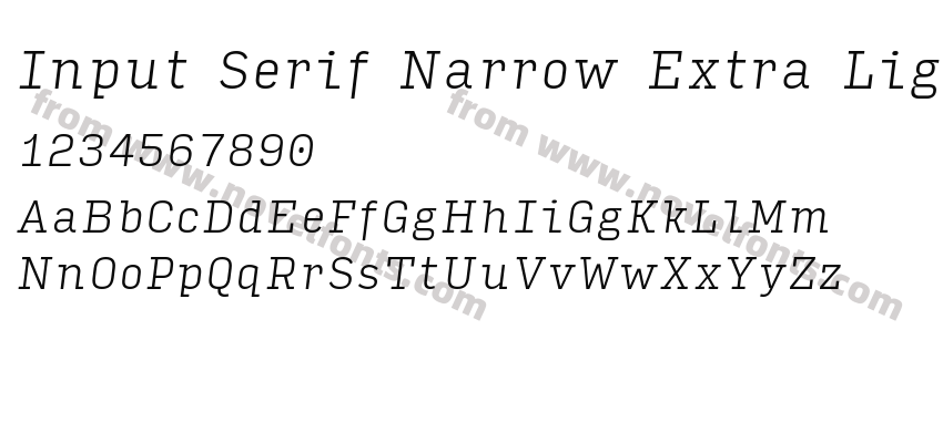 Input Serif Narrow Extra Light ItalicPreview