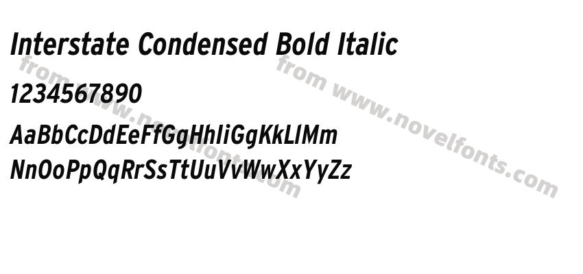 Interstate Condensed Bold ItalicPreview
