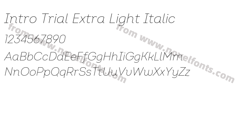 Intro Trial Extra Light ItalicPreview
