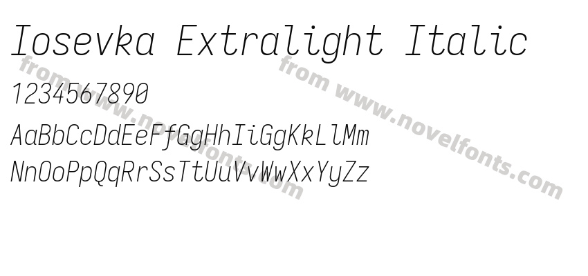 Iosevka Extralight ItalicPreview