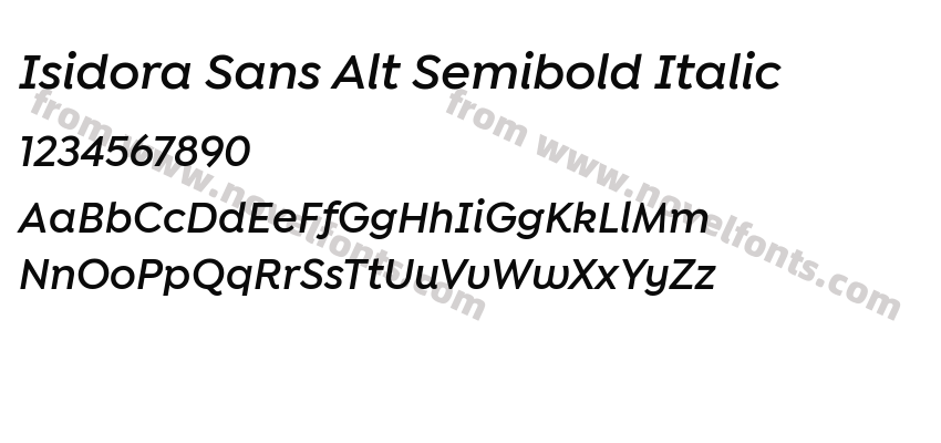Isidora Sans Alt Semibold ItalicPreview
