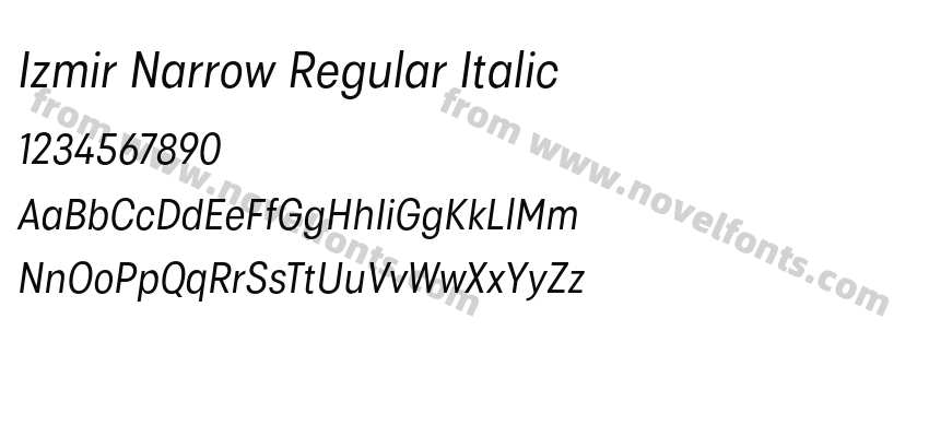 Izmir Narrow Regular ItalicPreview