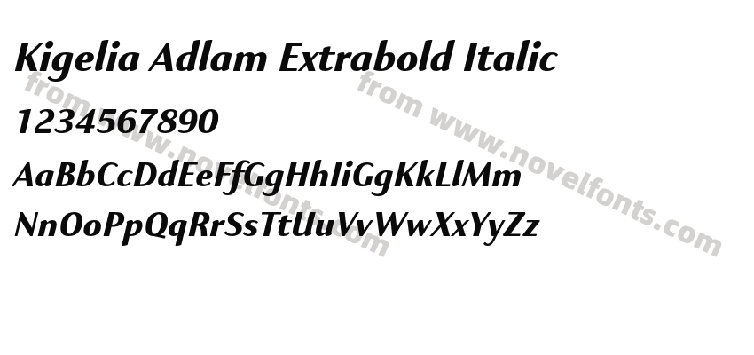 Kigelia Adlam Extrabold ItalicPreview