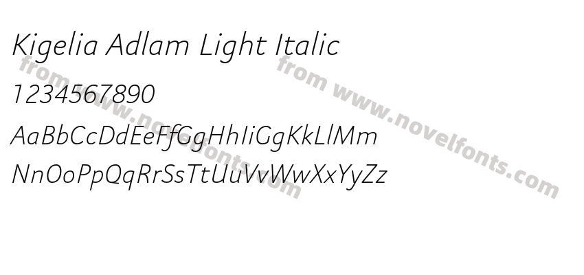 Kigelia Adlam Light ItalicPreview