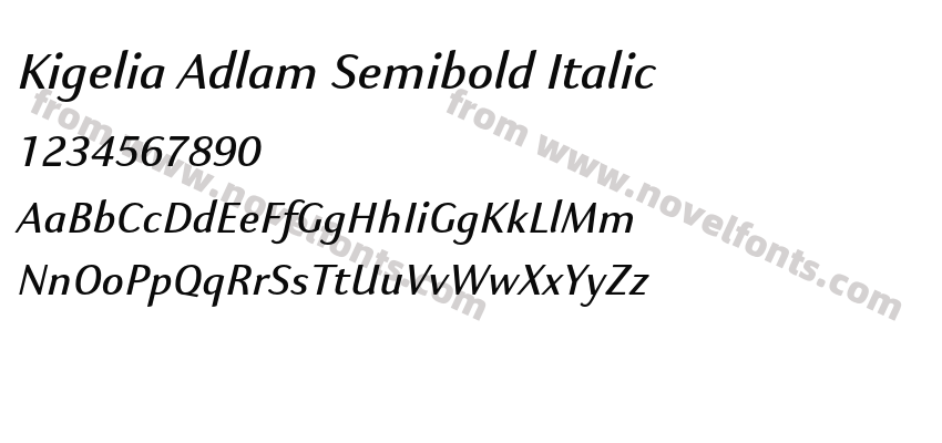 Kigelia Adlam Semibold ItalicPreview