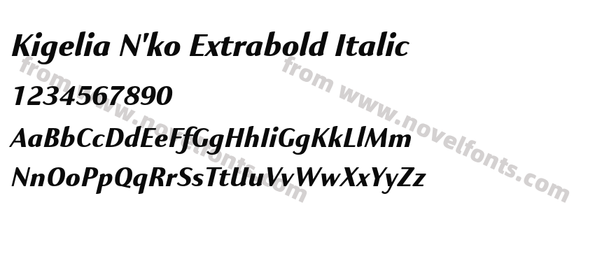 Kigelia N'ko Extrabold ItalicPreview