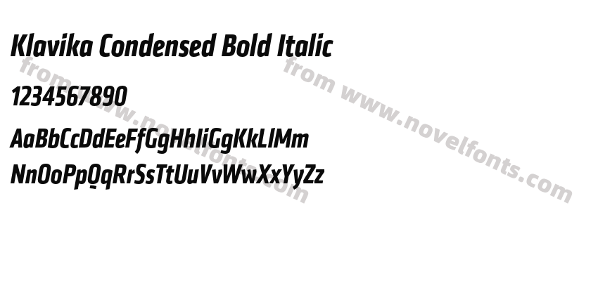 Klavika Condensed Bold ItalicPreview