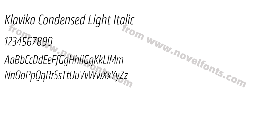 Klavika Condensed Light ItalicPreview