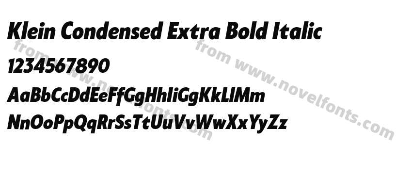 Klein Condensed Extra Bold ItalicPreview
