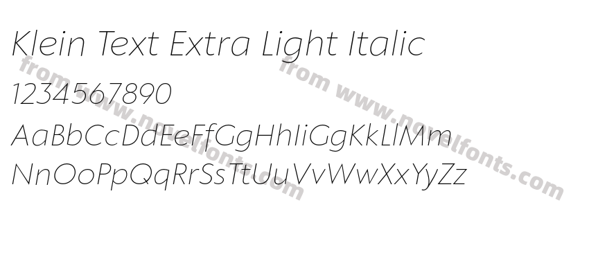 Klein Text Extra Light ItalicPreview
