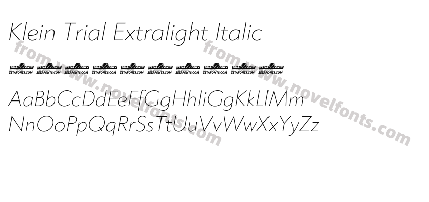 Klein Trial Extralight ItalicPreview