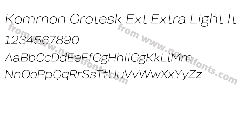 Kommon Grotesk Ext Extra Light ItPreview