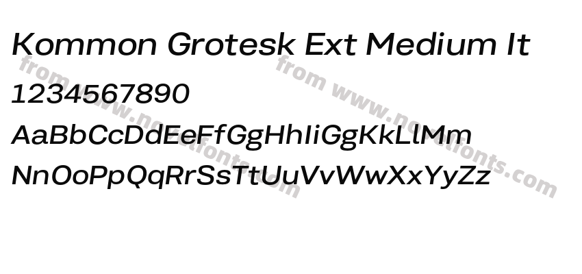 Kommon Grotesk Ext Medium ItPreview