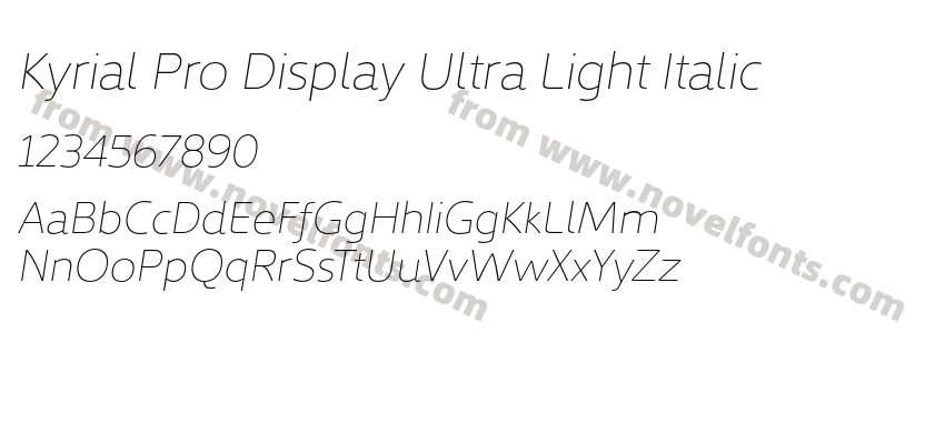 Kyrial Pro Display Ultra Light ItalicPreview
