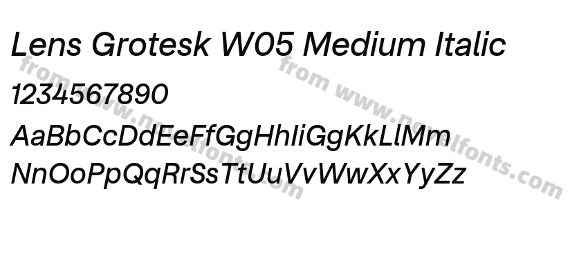 Lens Grotesk W05 Medium ItalicPreview