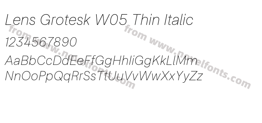 Lens Grotesk W05 Thin ItalicPreview
