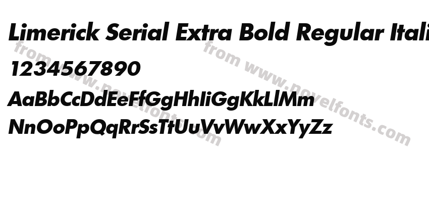 Limerick Serial Extra Bold Regular ItalicPreview