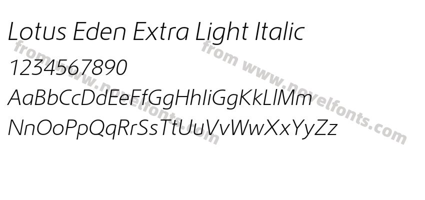 Lotus Eden Extra Light ItalicPreview