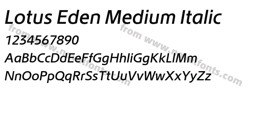 Lotus Eden Medium ItalicPreview