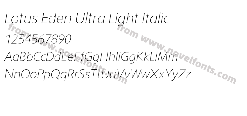 Lotus Eden Ultra Light ItalicPreview