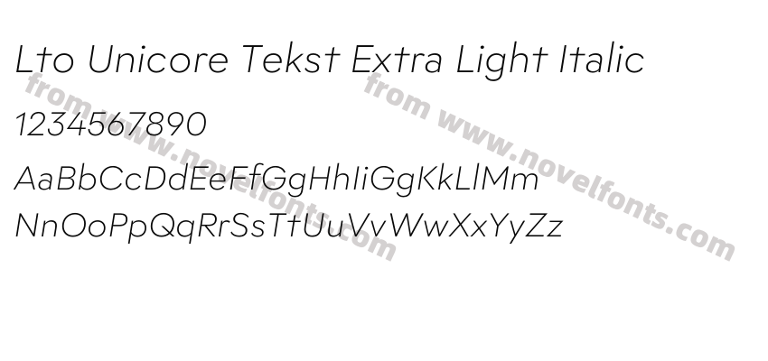 Lto Unicore Tekst Extra Light ItalicPreview