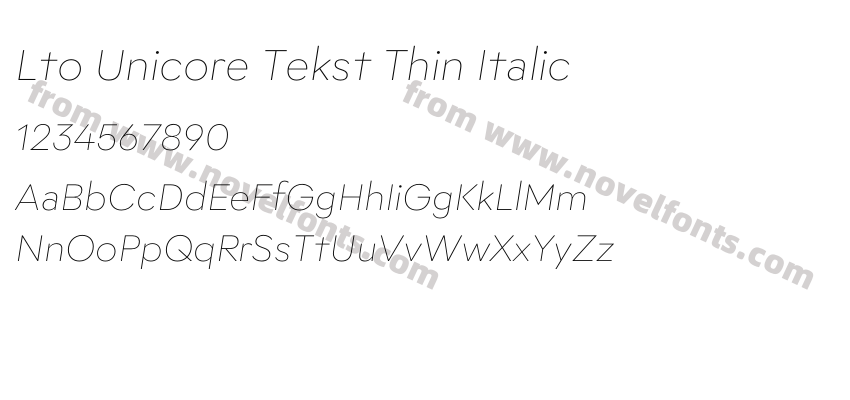Lto Unicore Tekst Thin ItalicPreview