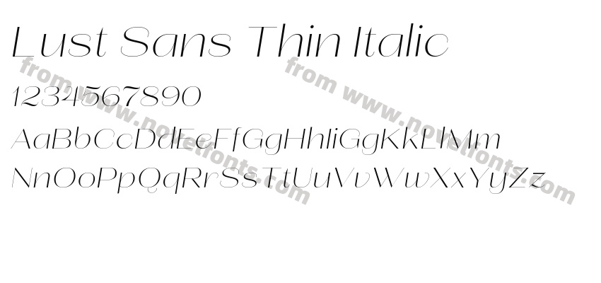 Lust Sans Thin ItalicPreview