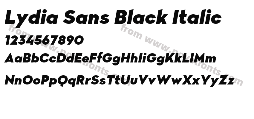 Lydia Sans Black ItalicPreview