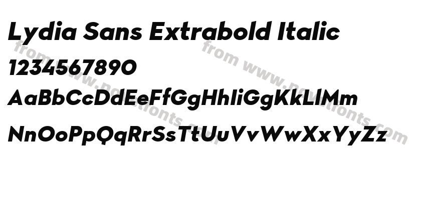 Lydia Sans Extrabold ItalicPreview