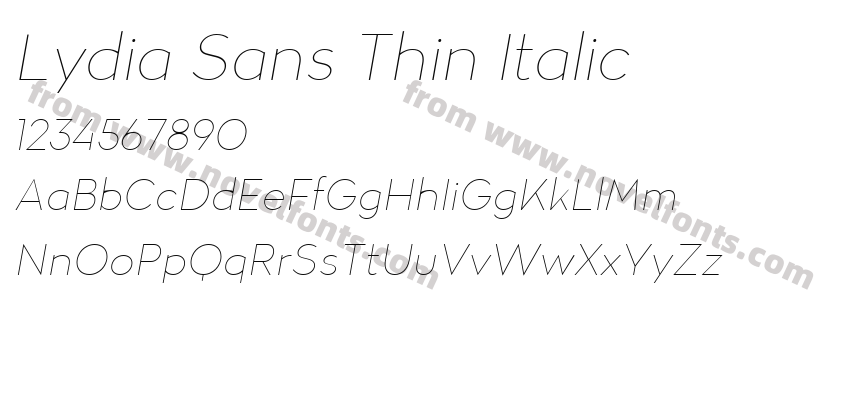 Lydia Sans Thin ItalicPreview