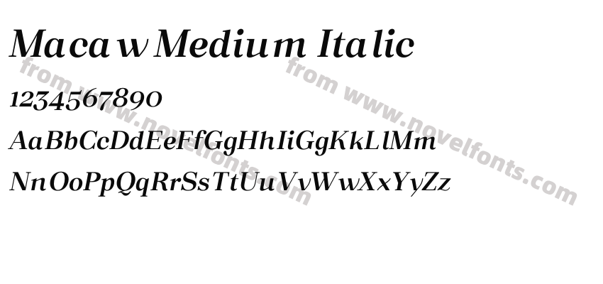 Macaw Medium ItalicPreview